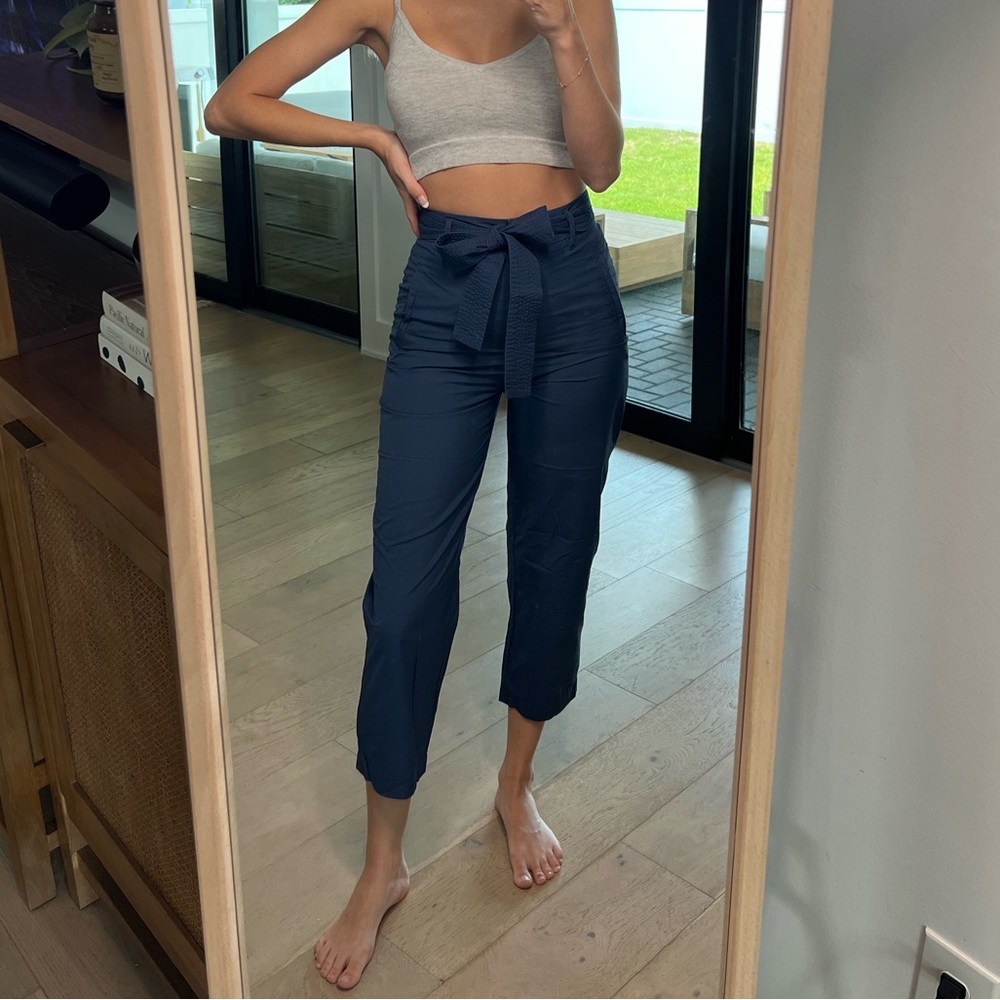 Aritzia Blue High Waisted Cropped Trouser - like new!